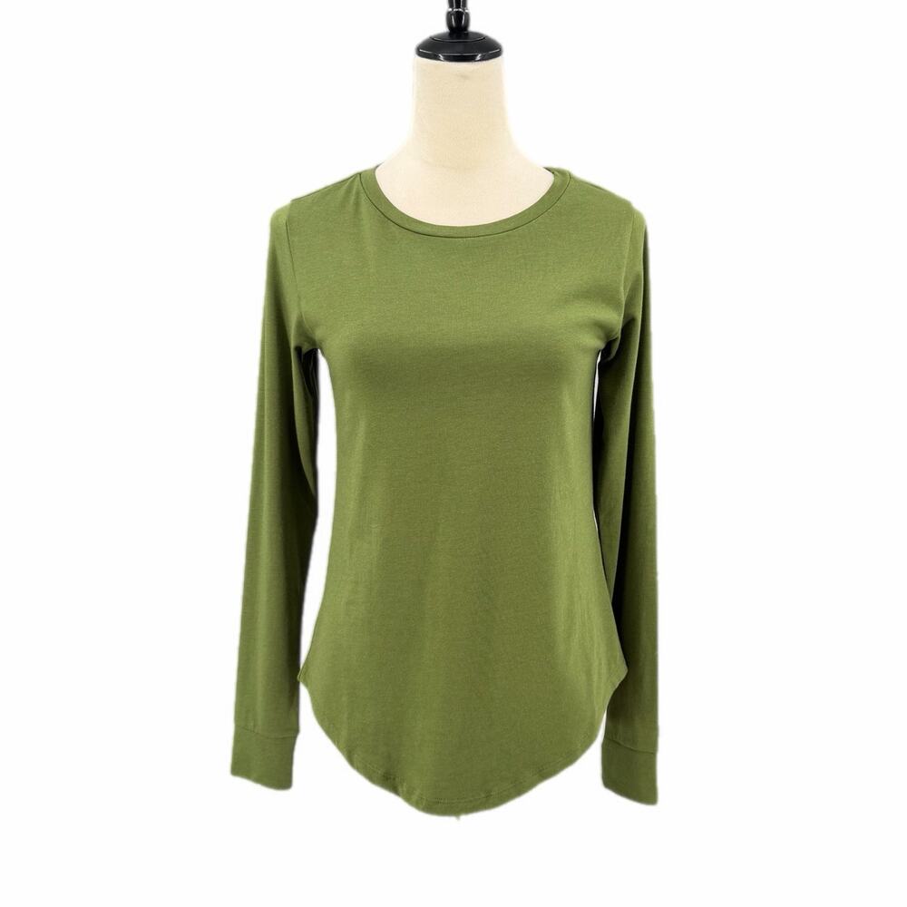 Universal Standard NEW Green Long Sleeve Tee Rex Crew Casual Basic Soft T-shirt